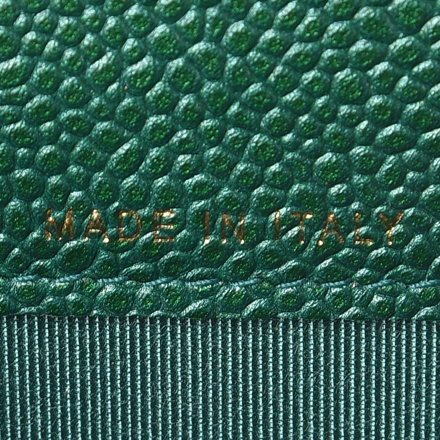 Metallic Caviar Quilted Card Holder Green