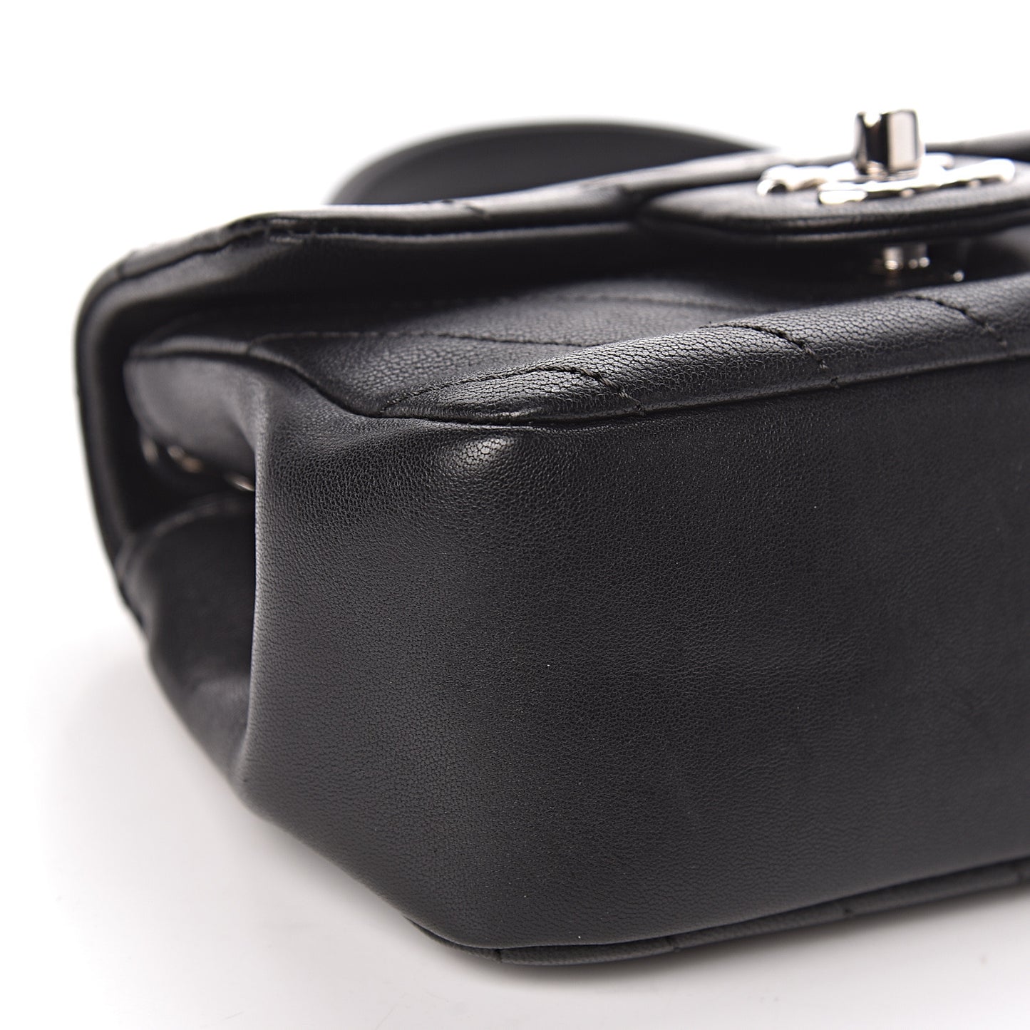 Lambskin Chevron Quilted Extra Mini Flap Black