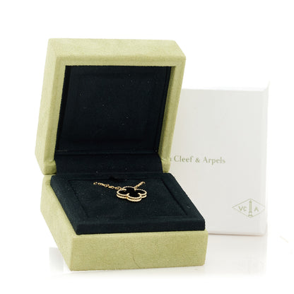 Van Cleef & Arpels 18K Yellow Gold Black Onyx Vintage Alhambra Pendant Necklace 6 of 6