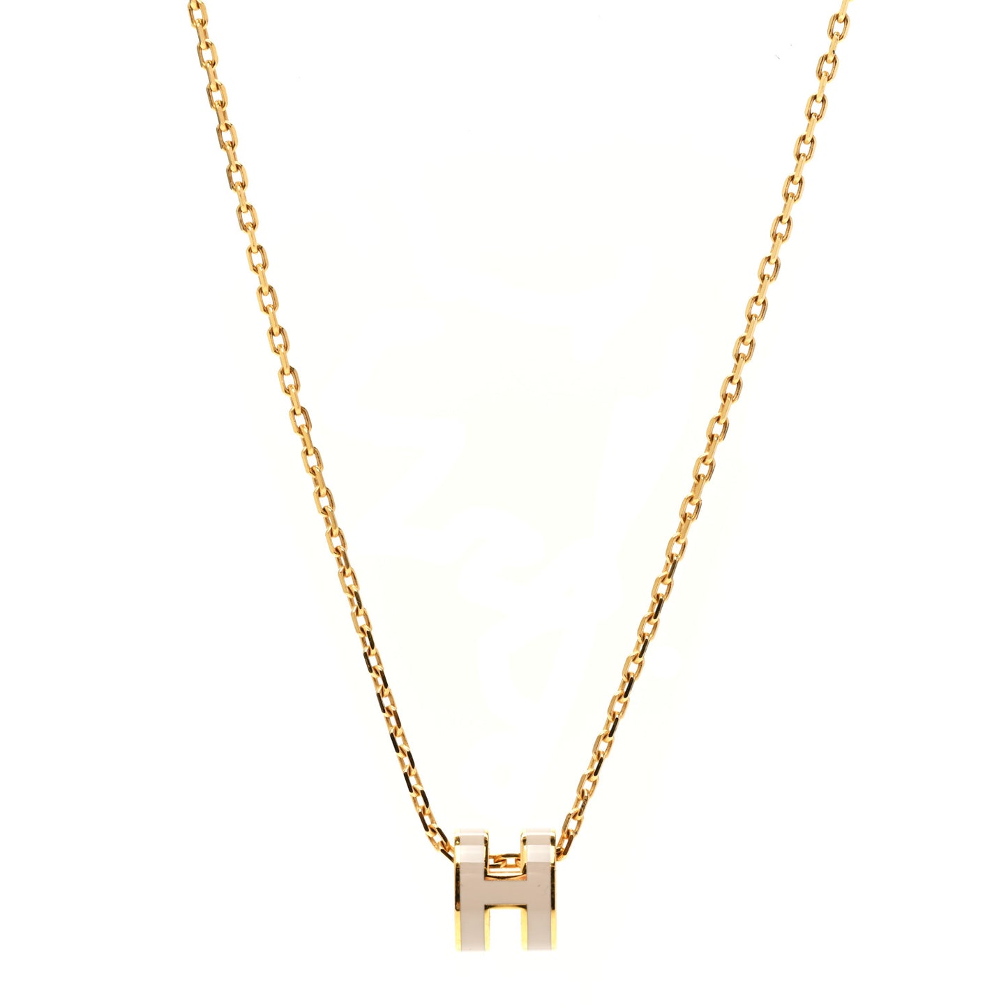 Lacquered Gold Mini Pop H Pendant Necklace Marron Glace