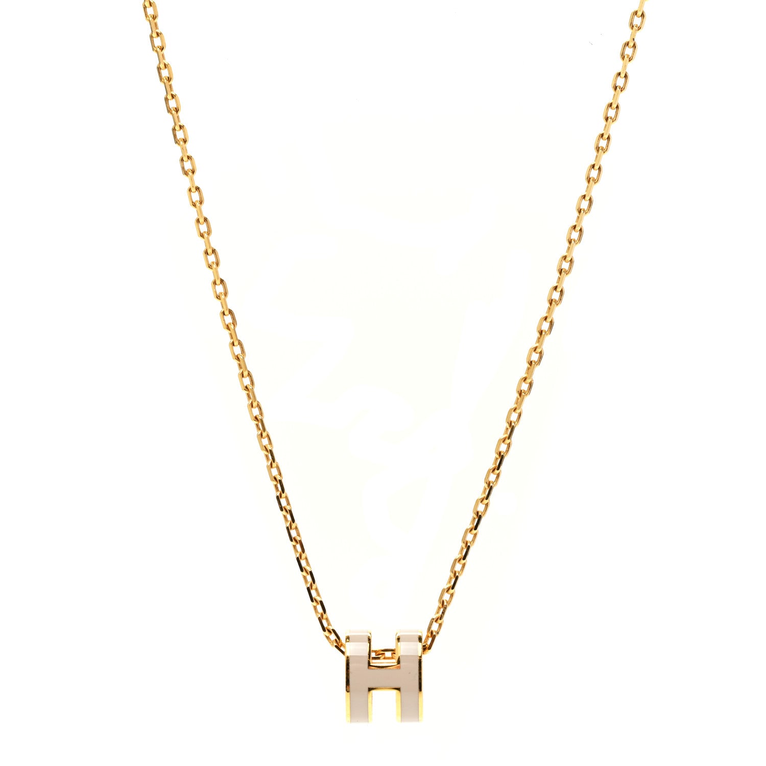 Hermes Lacquered Gold Mini Pop H Pendant Necklace Marron Glace 1 of 7