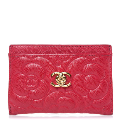 Chanel Caviar Camellia Embossed Card Holder Fuchsia 1 of 12