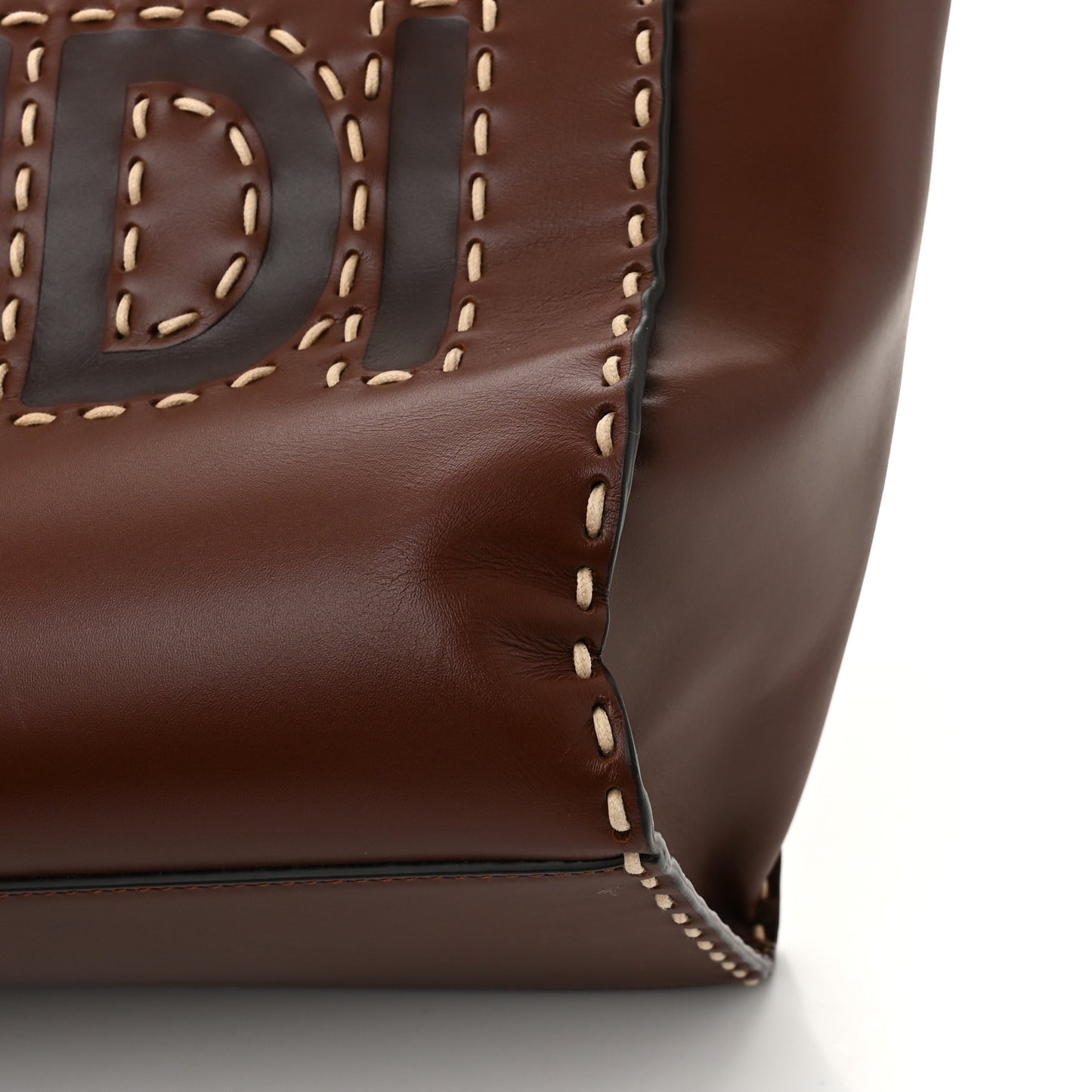 Vitello King Plexiglass Macro Stitchings Medium Fendi Sunshine Shopper Tote Praline