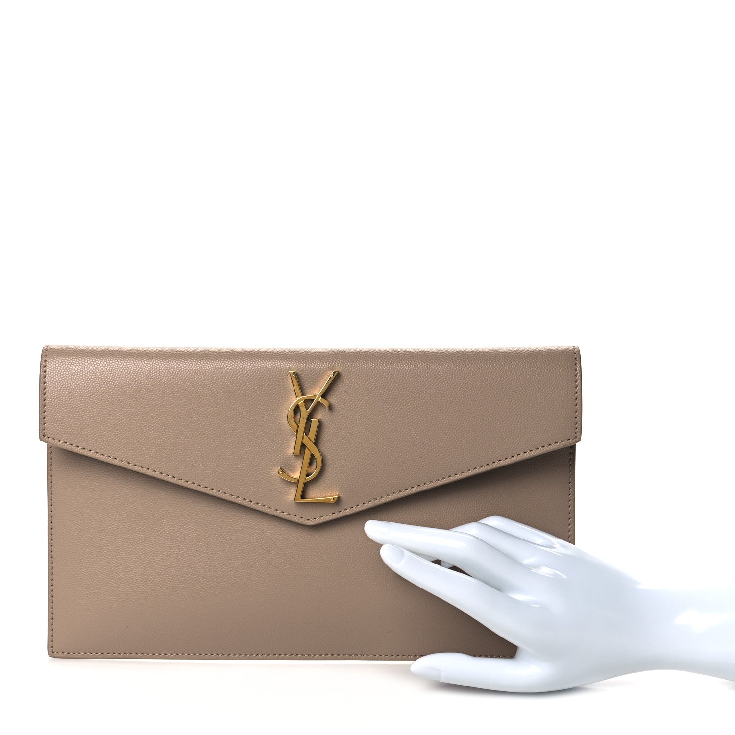 Saint Laurent Grain De Poudre Uptown Pouch Dark Beige 2 of 10