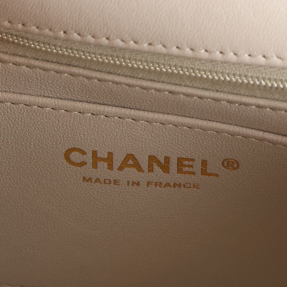 Shiny Lambskin Quilted Pearl Twist Mini Square Flap Light Grey