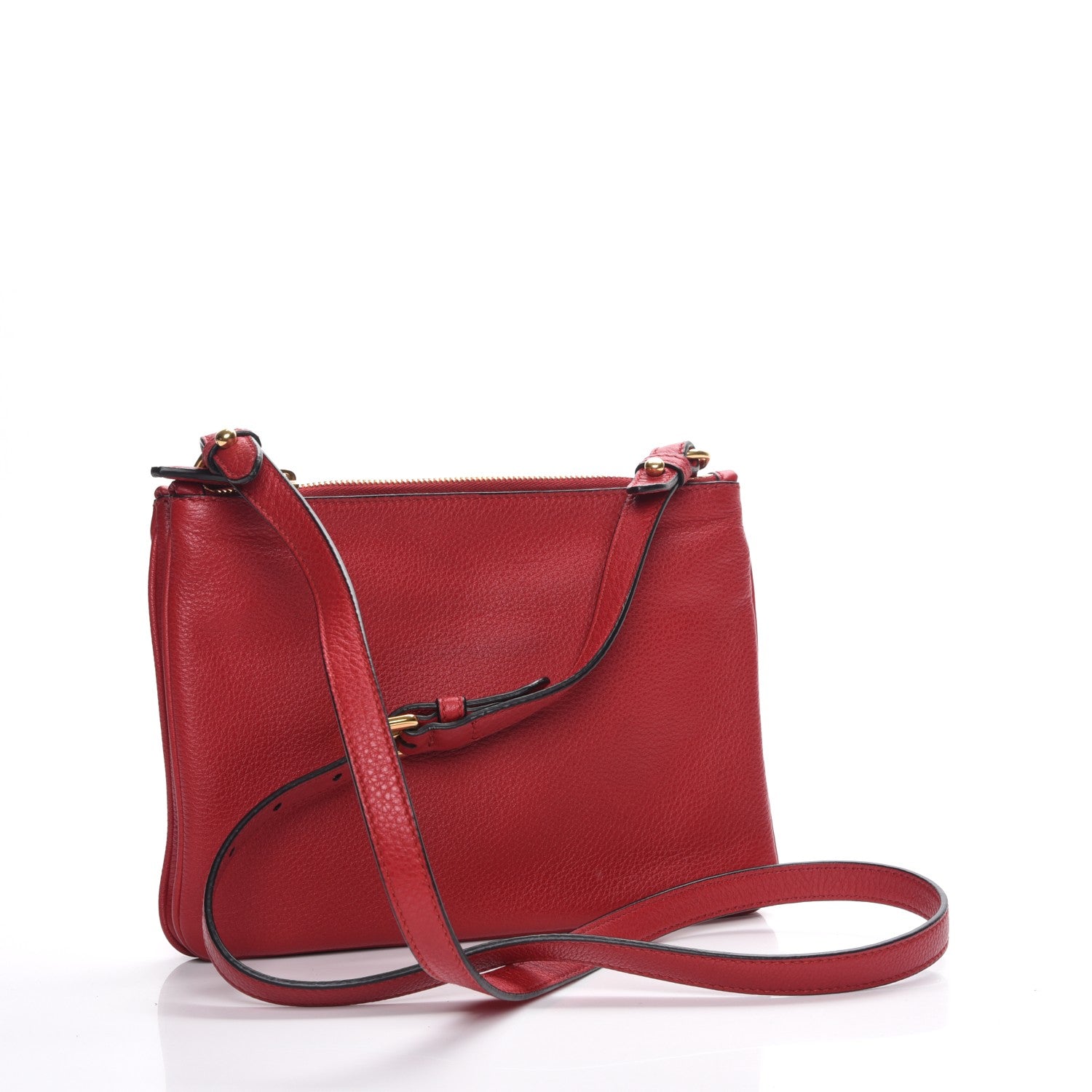 Prada Vitello Phenix Double Zip Crossbody Bag Scarlatto 7 of 10