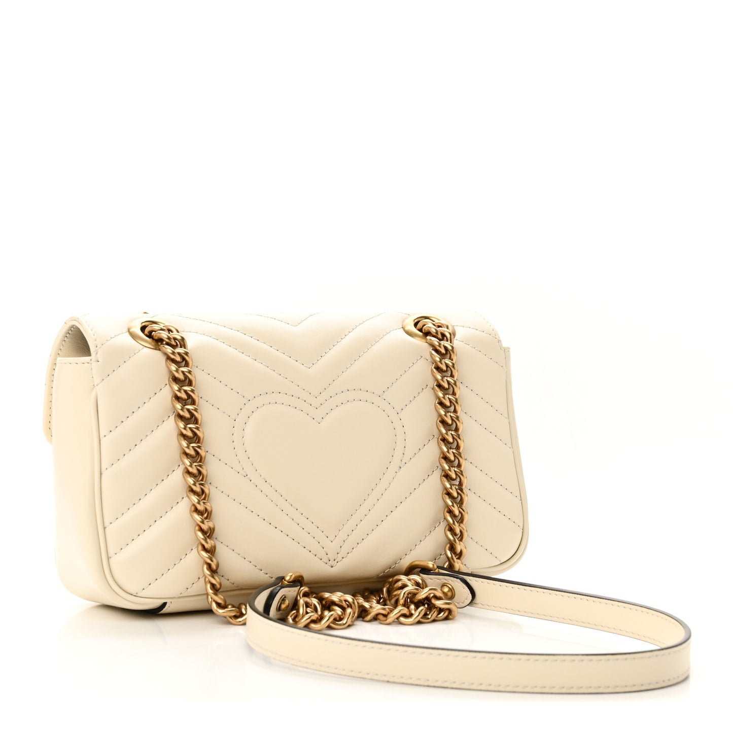 Calfskin Matelasse Mini GG Marmont Shoulder Bag White