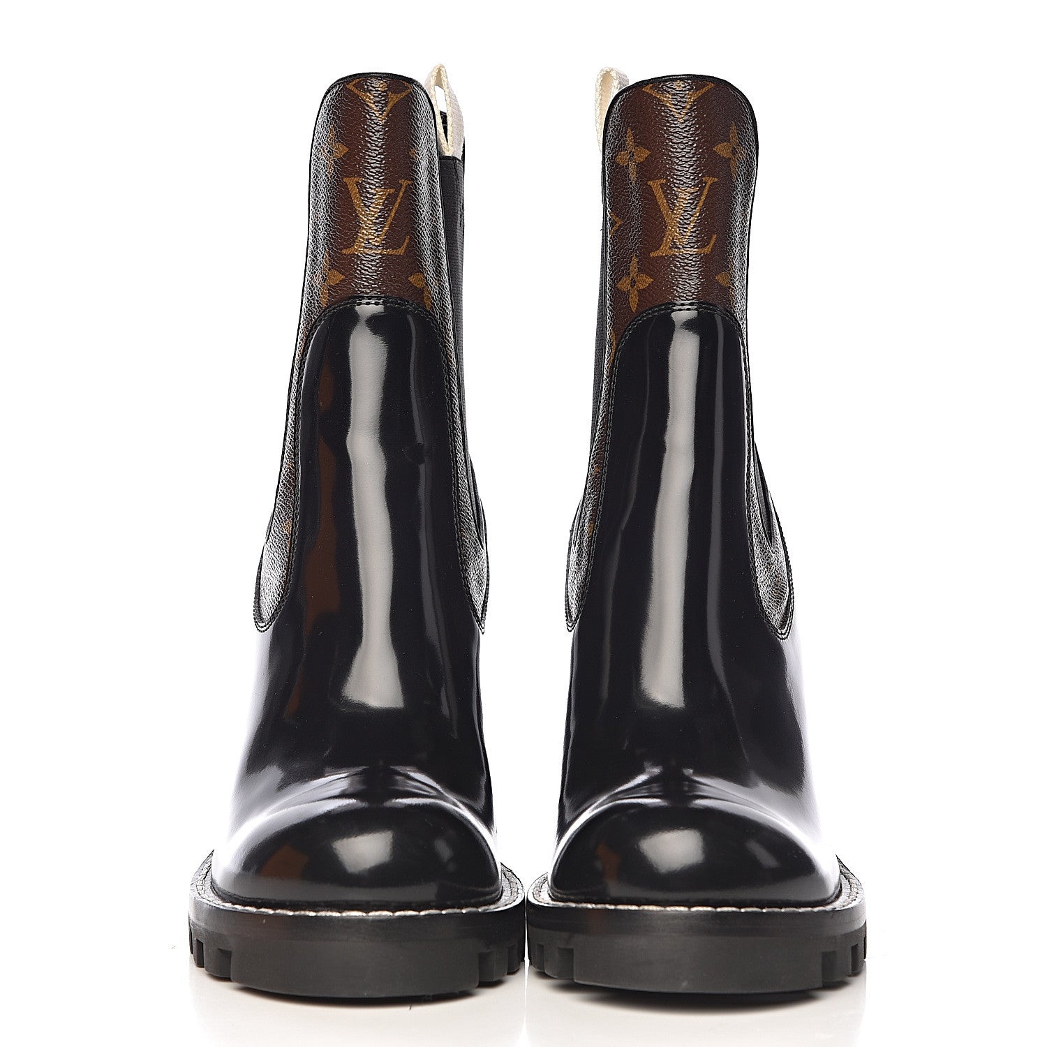 Louis Vuitton Patent Calfskin Monogram Star Trail Chelsea Ankle Boots 40 Black 2 of 7