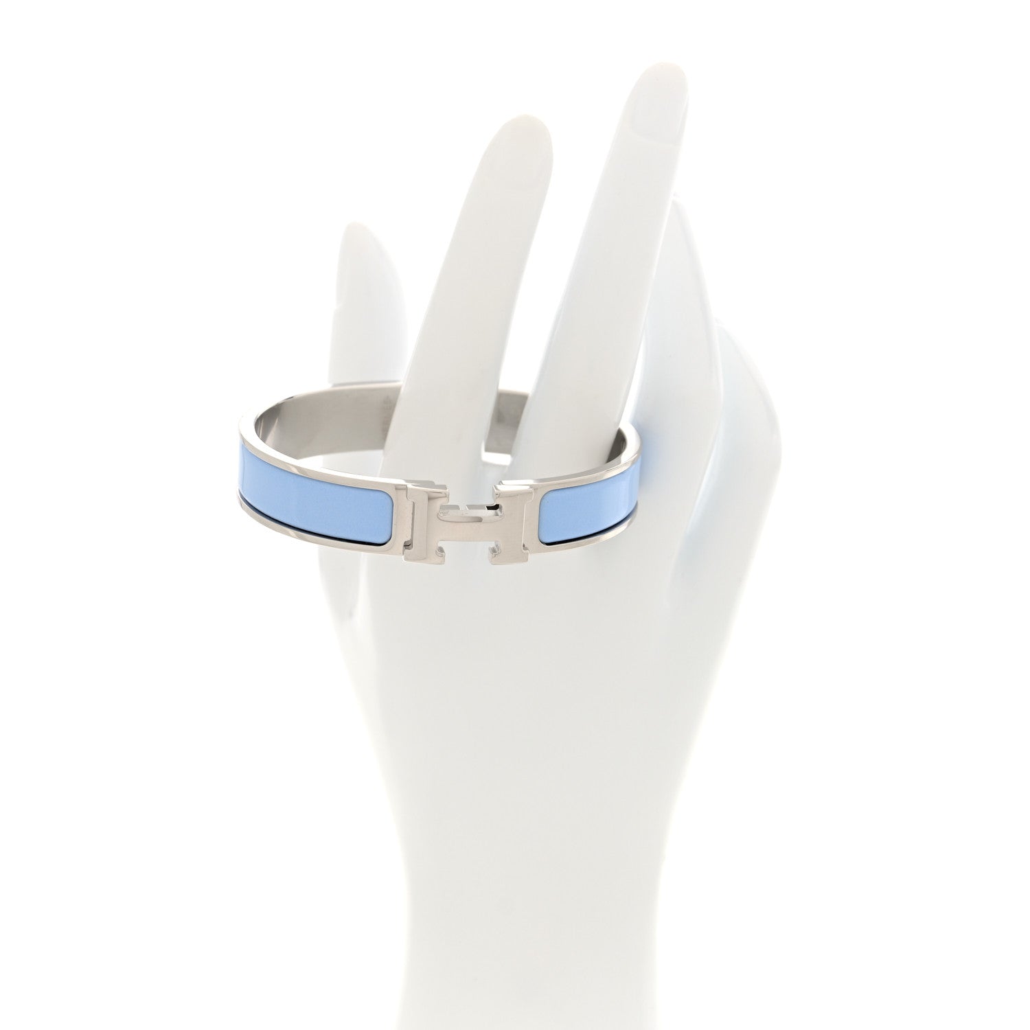 Hermes Enamel Narrow Clic Clac H Bracelet Bleu Chemise 2 of 5