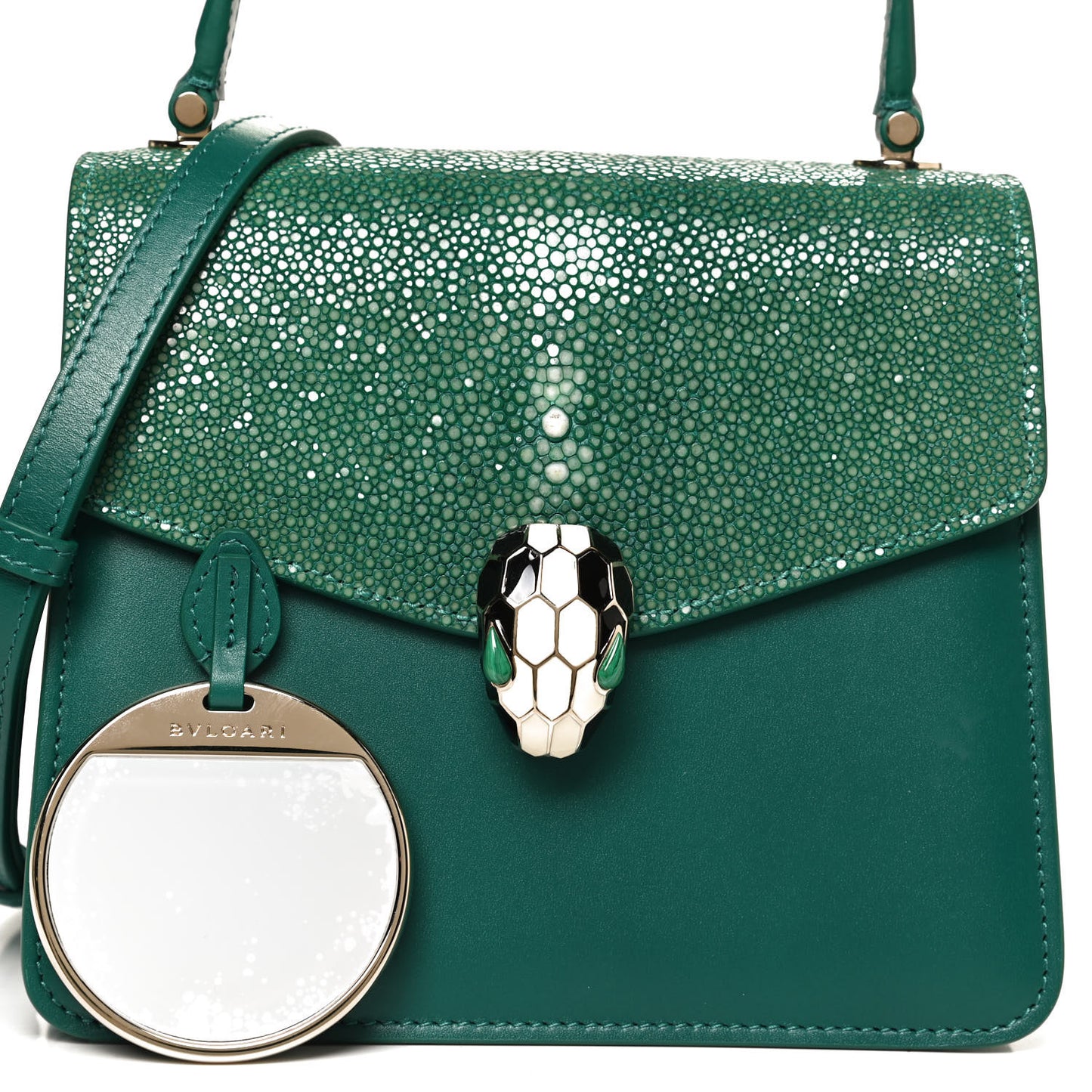 Calfskin Galuchat Serpenti Forever Crossbody Green