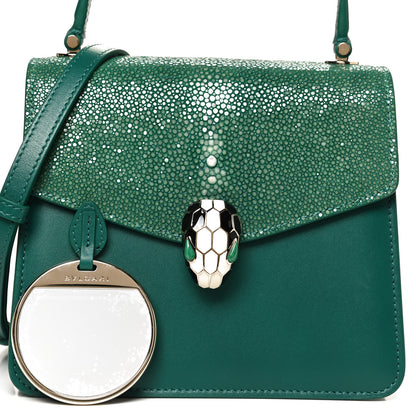 Bulgari Calfskin Galuchat Serpenti Forever Crossbody Green 7 of 13