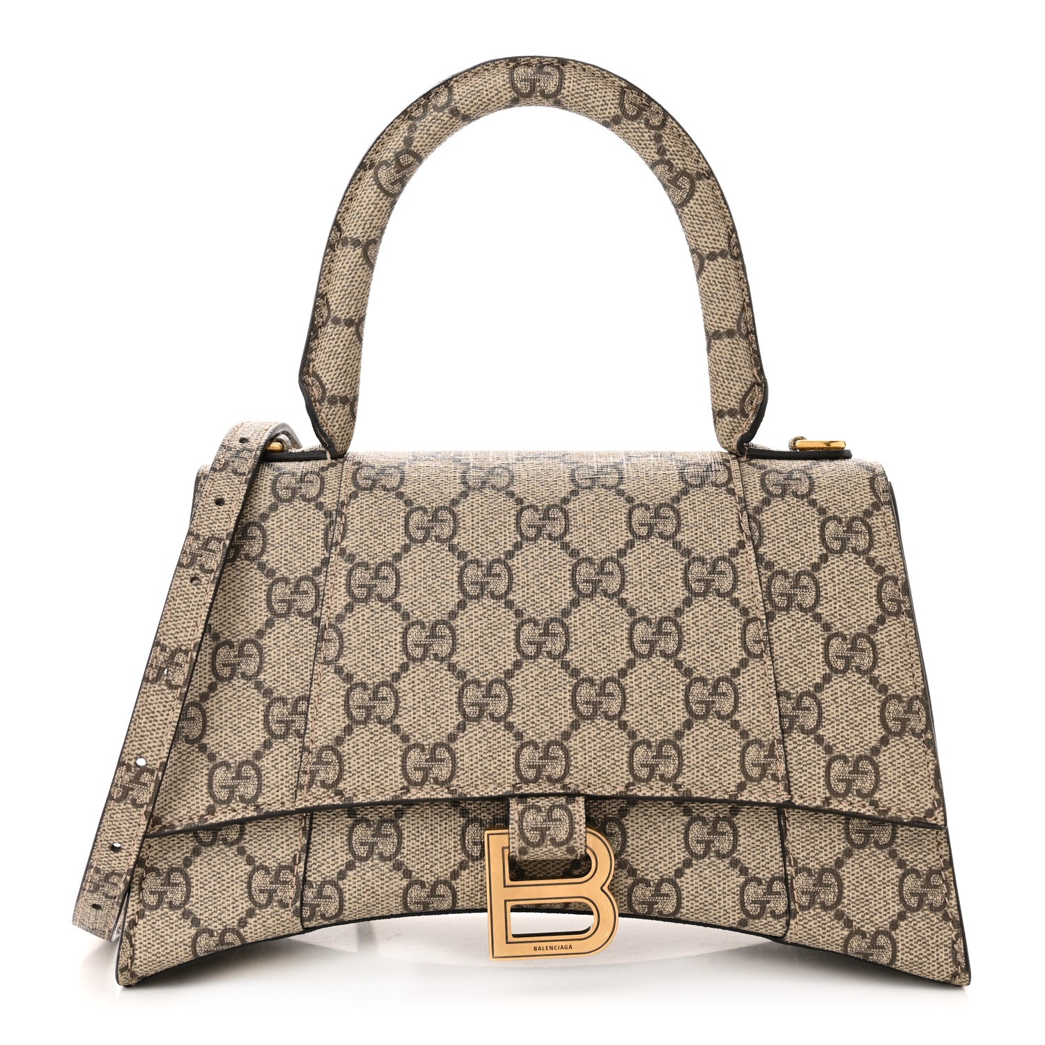 Balenciaga X GUCCI GG Supreme Monogram Small Hourglass Top Handle Bag Beige Ebony 1 of 11