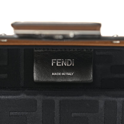 Fendi Shiny Glazed Fabric Vachetta FF 1974 Mini Baguette Trunk Mogano Panna Cuoio 6 of 11