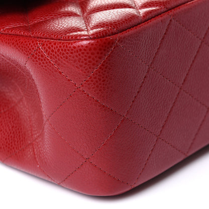 Chanel Caviar Quilted Jumbo Double Flap Red 8 of 10