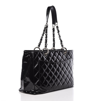 Chanel Patent Quilted Grand Shopping Tote GST Black 3 of 19
