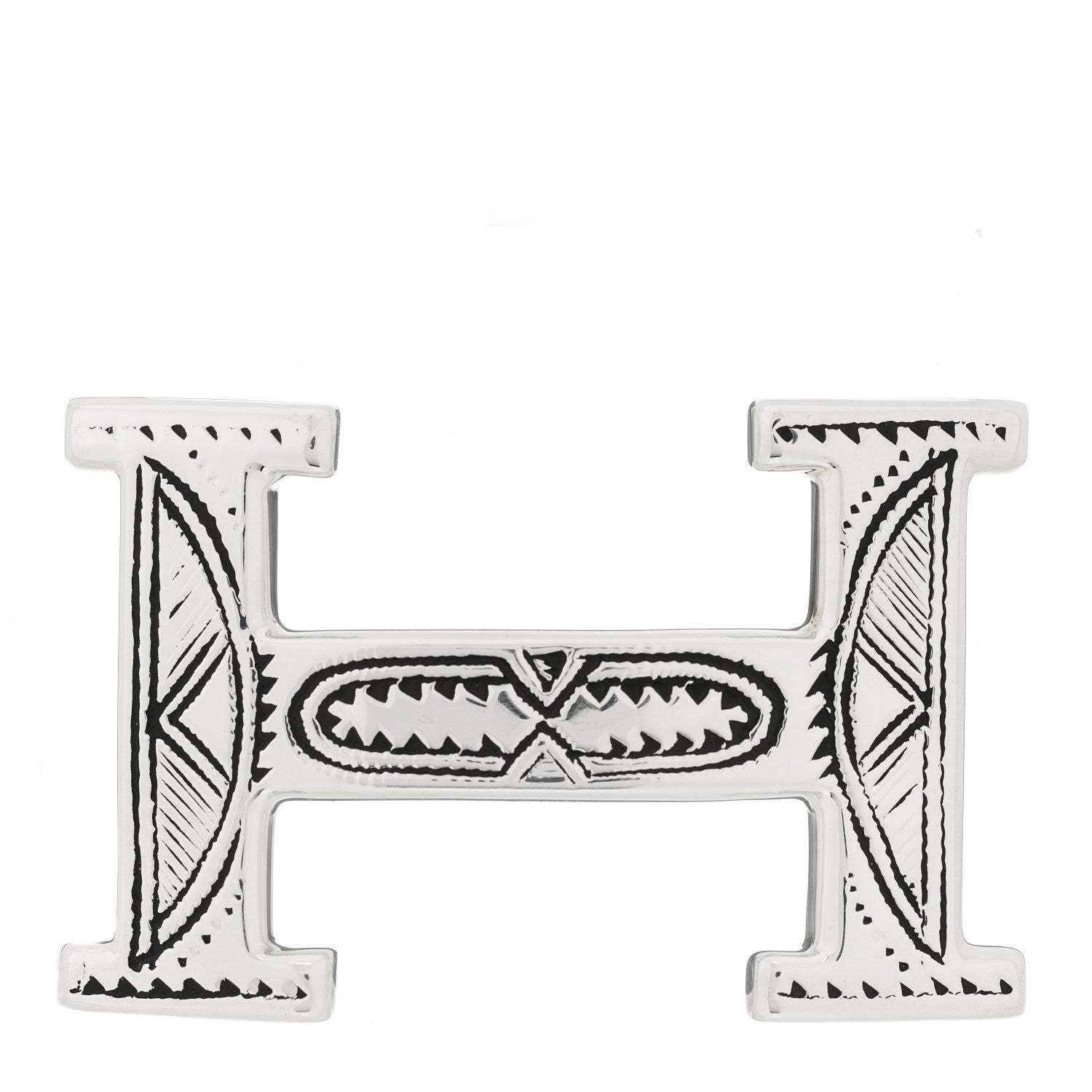 Hermes Sterling Silver Touareg H Belt Buckle 1 of 3