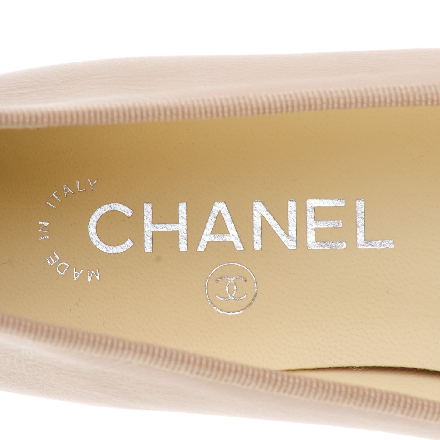 Calfskin CC Cap Toe Ballerina Flats 38 Light Pink