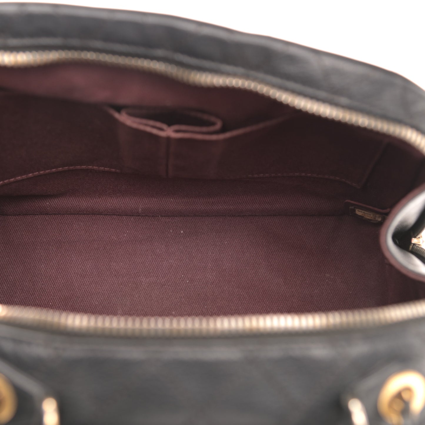 Shiny Calfskin Goatskin Quilted Coco Curve Vanity Black