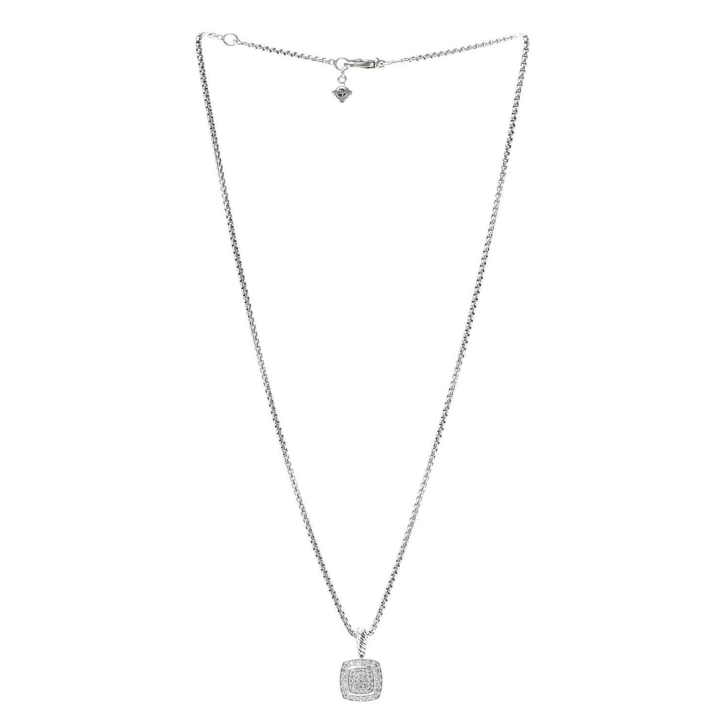 Sterling Silver Diamond Pave 7mm Petite Albion Pendant Necklace