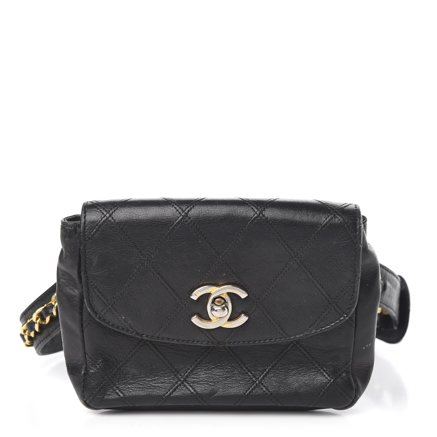 Chanel Lambskin Diamond Stitched Flap Waist Belt Bag 65 Black 1 of 11
