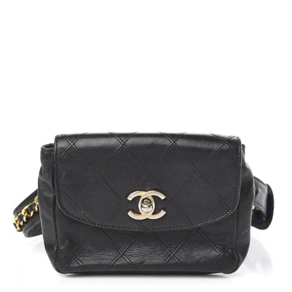 Chanel Lambskin Diamond Stitched Flap Waist Belt Bag 65 Black 1 of 11