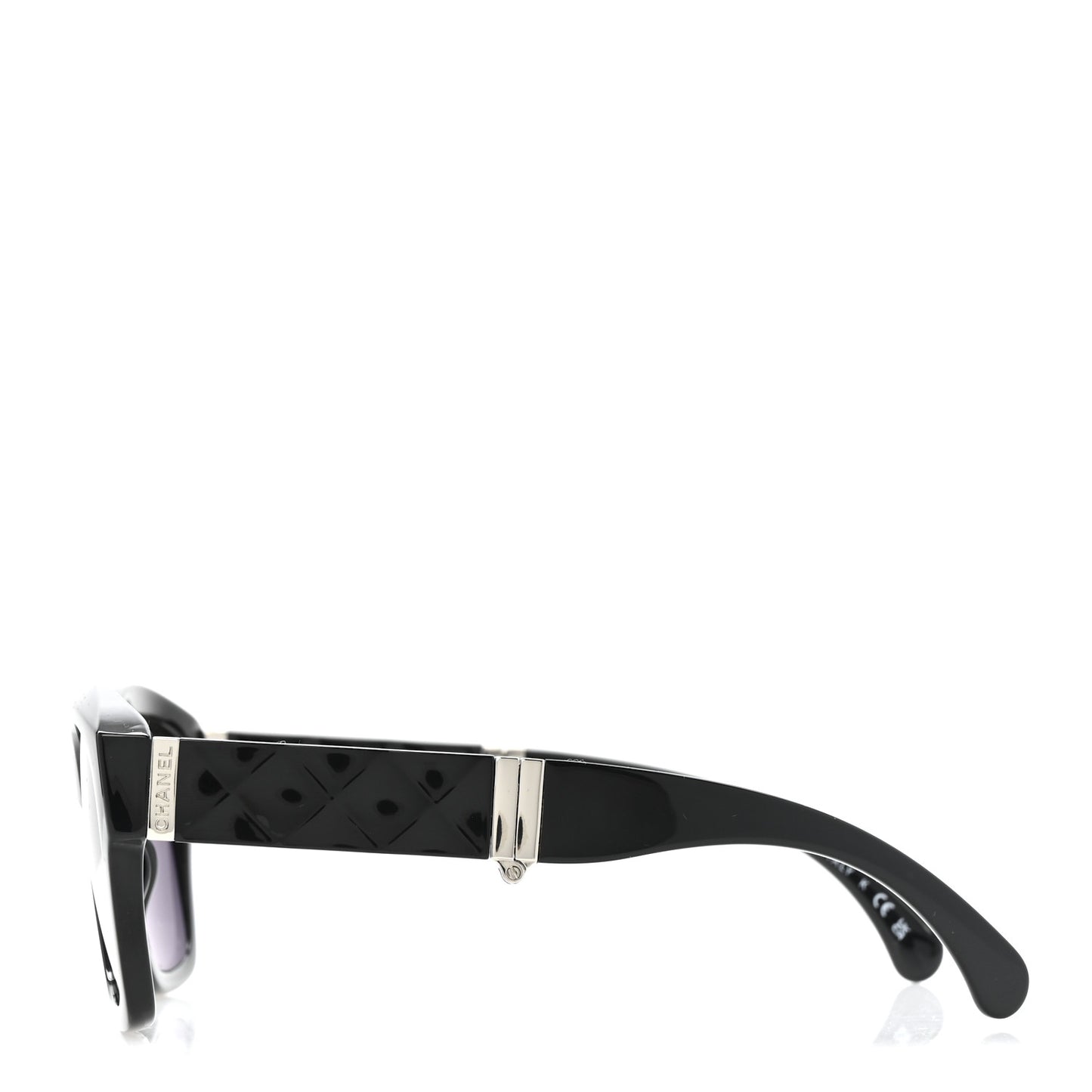 Acetate Metal Crystal Square Folding Sunglasses 6055-B Black