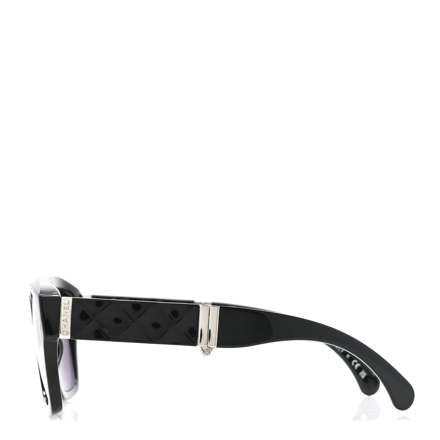 Chanel Acetate Metal Crystal Square Folding Sunglasses 6055-B Black 3 of 8