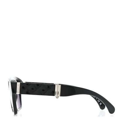 Chanel Acetate Metal Crystal Square Folding Sunglasses 6055-B Black 3 of 8