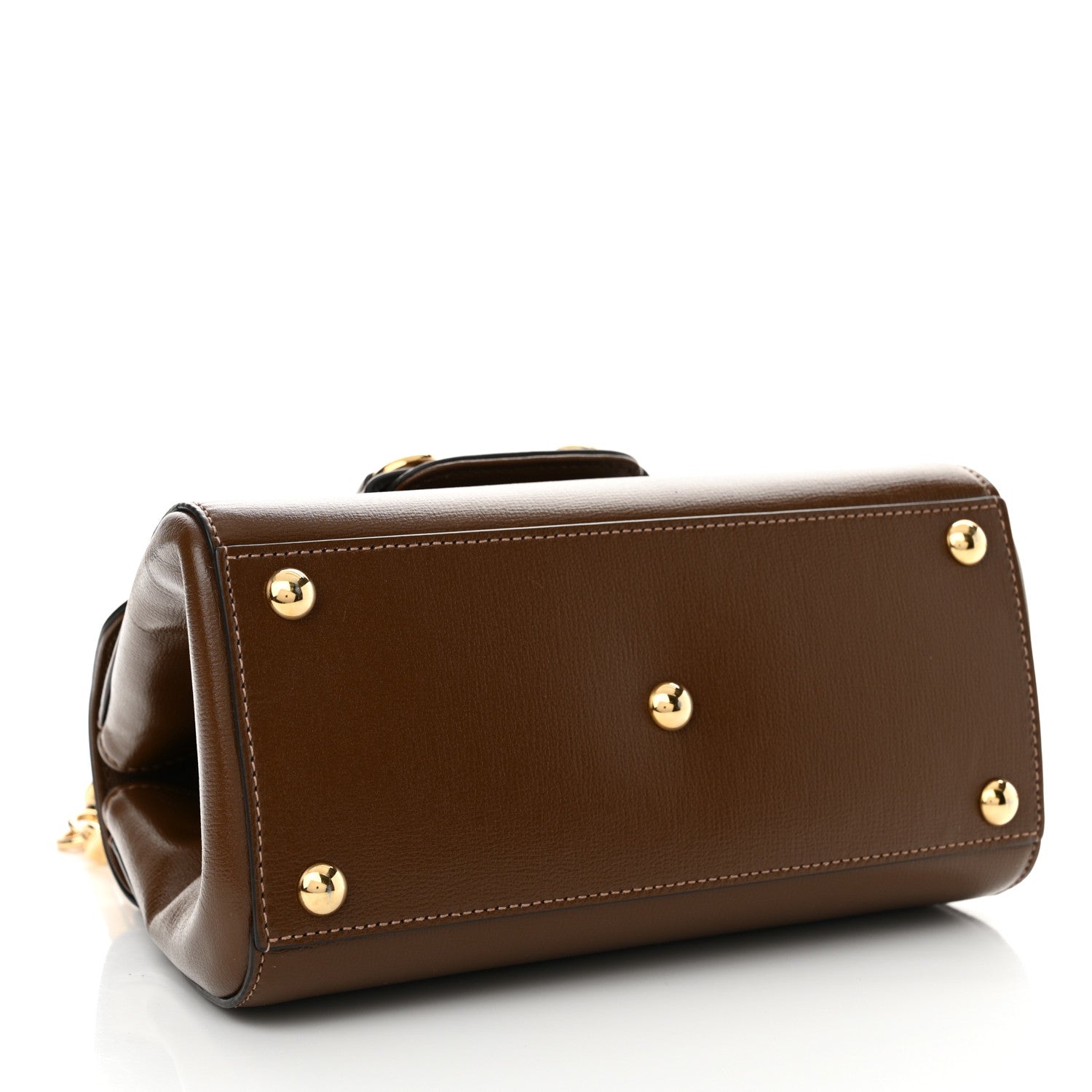 Gucci Glazed Textured Calfskin Mini Horsebit 1955 Top Handle Flap Bag Brown Sugar 4 of 14