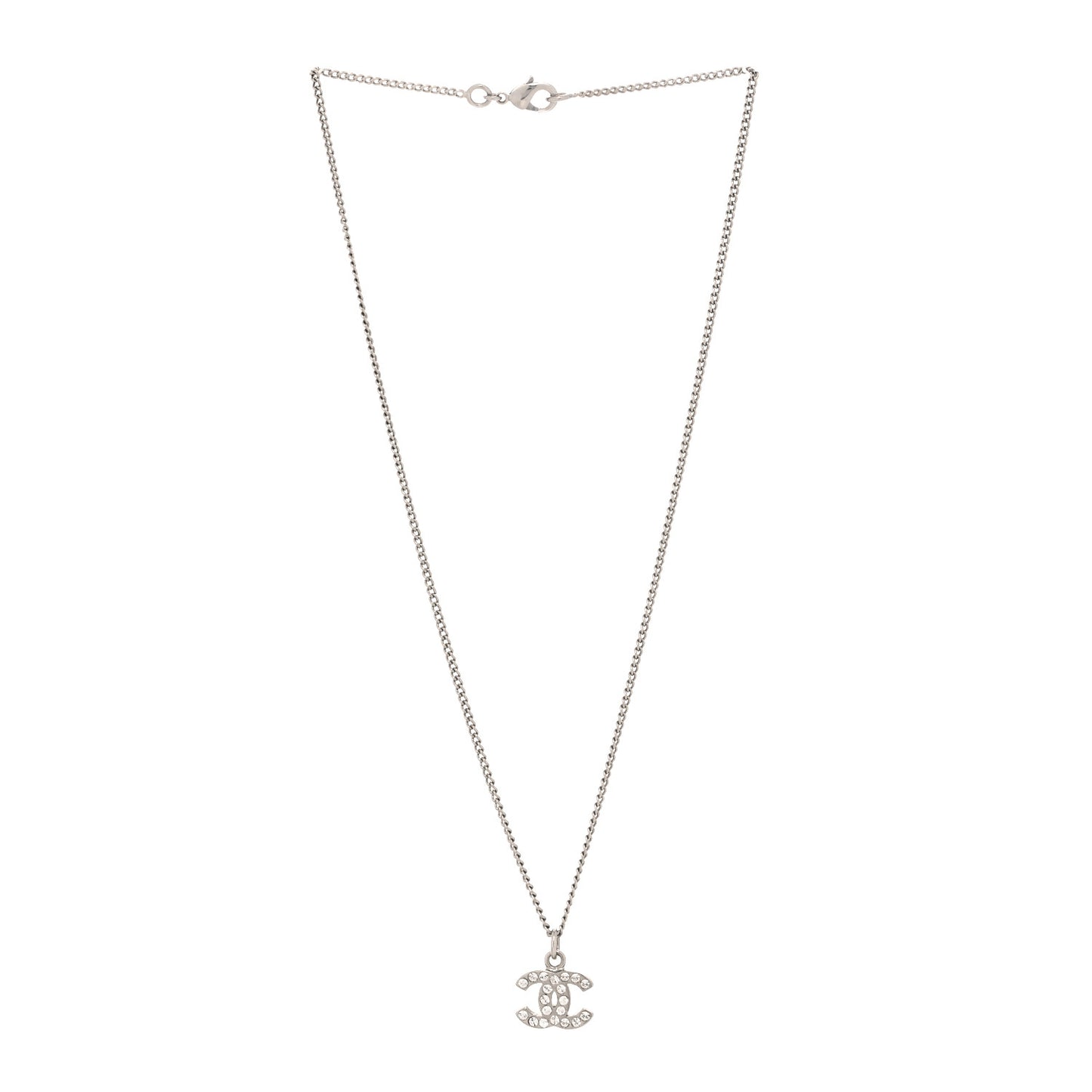 Crystal CC Pendant Necklace Silver