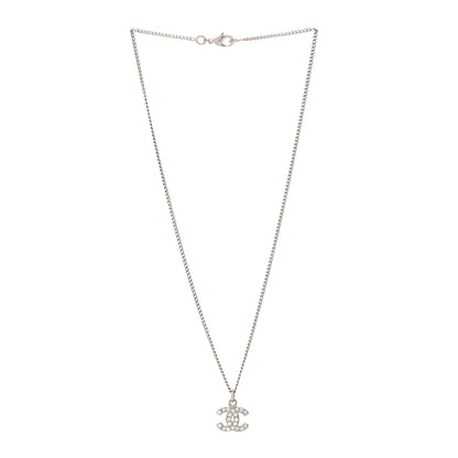 Chanel Crystal CC Pendant Necklace Silver 3 of 5