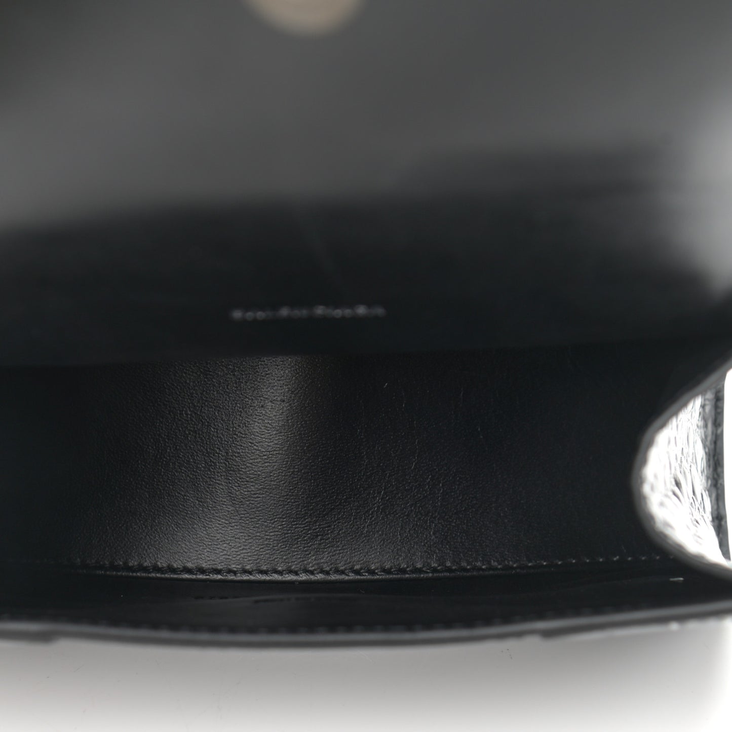 Shiny Calfskin Monochrome Crocodile Embossed Hourglass Top Handle Bag XS Black