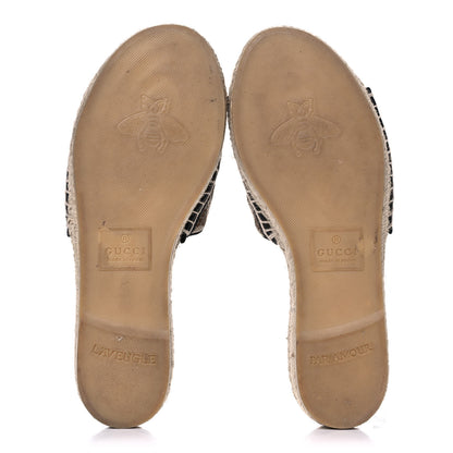 Gucci Monogram Matelasse GG Marmont Espadrille 20mm Slide Sandals 38 Beige Ebony Black 5 of 11