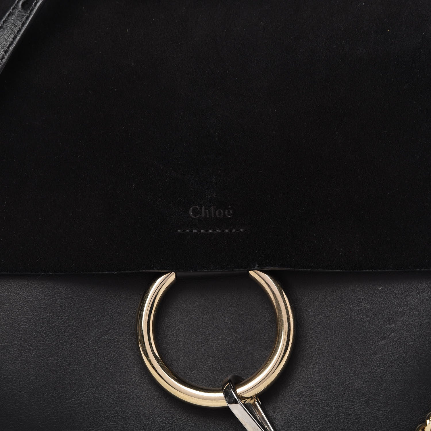 Chloe Suede Calfskin Medium Faye Shoulder Bag Black 9 of 9