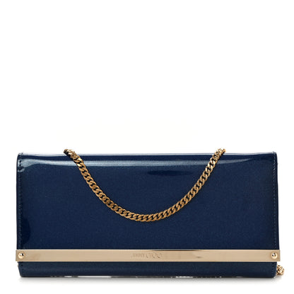 Jimmy Choo Patent Milla Wallet on Chain Navy 1 of 8