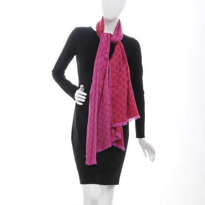 Gucci Wool Jacquard Monogram Scarf Fuchsia 2 of 4