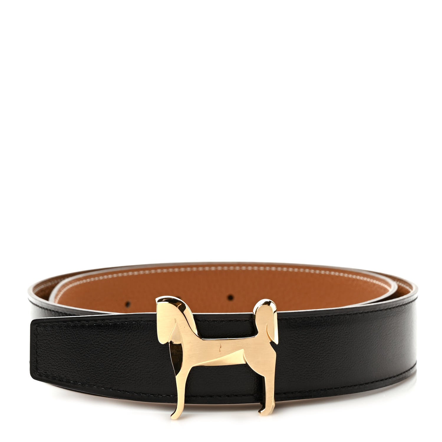 Hermes Box Togo 32mm Panache Belt 80/32 Black Gold 1264306