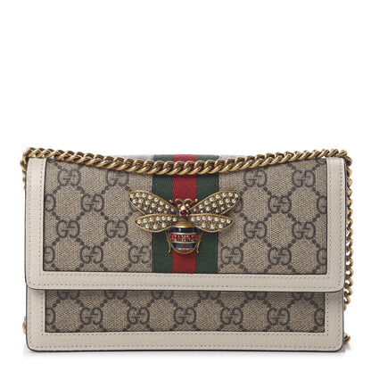 Gucci GG Supreme Monogram Web Queen Margaret Chain Wallet White 1 of 10