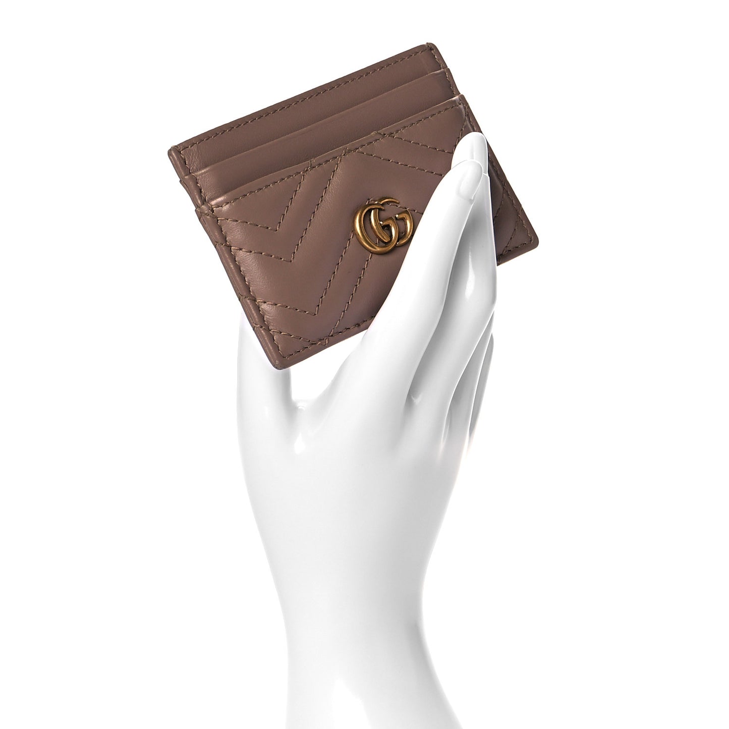 Calfskin Matelasse GG Marmont Card Holder Porcelain Rose