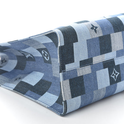 Louis Vuitton Denim Damier Monogram Onthego Blue Rouge 6 of 10