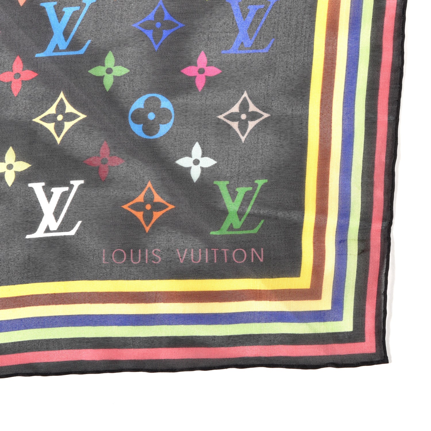 Louis Vuitton Silk Multicolor Square Scarf Black 3 of 6