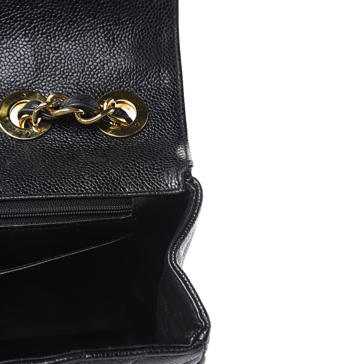 Caviar Chevron Quilted Maxi Single Flap Black