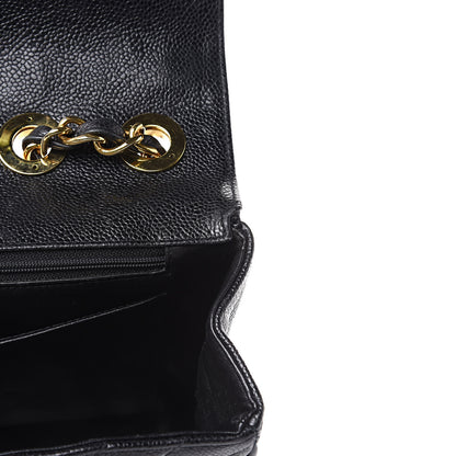Chanel Caviar Chevron Quilted Maxi Single Flap Black 12 of 14