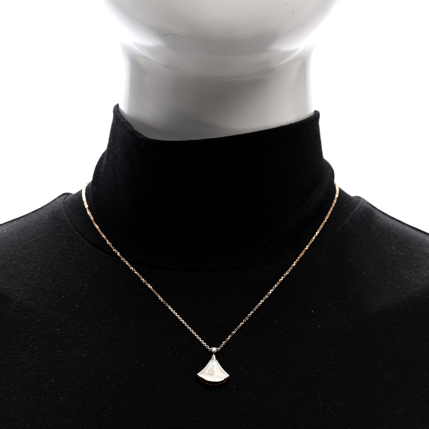 Bulgari 18K Rose Gold Diamond Mother of Pearl Small Divas' Dream Pendant Necklace 2 of 5