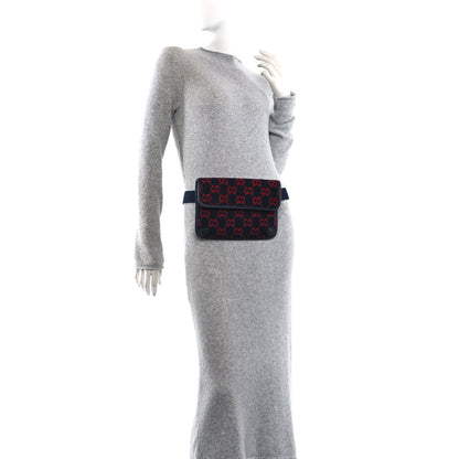 Gucci Covered Wool GG Monogram Slim Belt Bag Navy Red 2 of 10