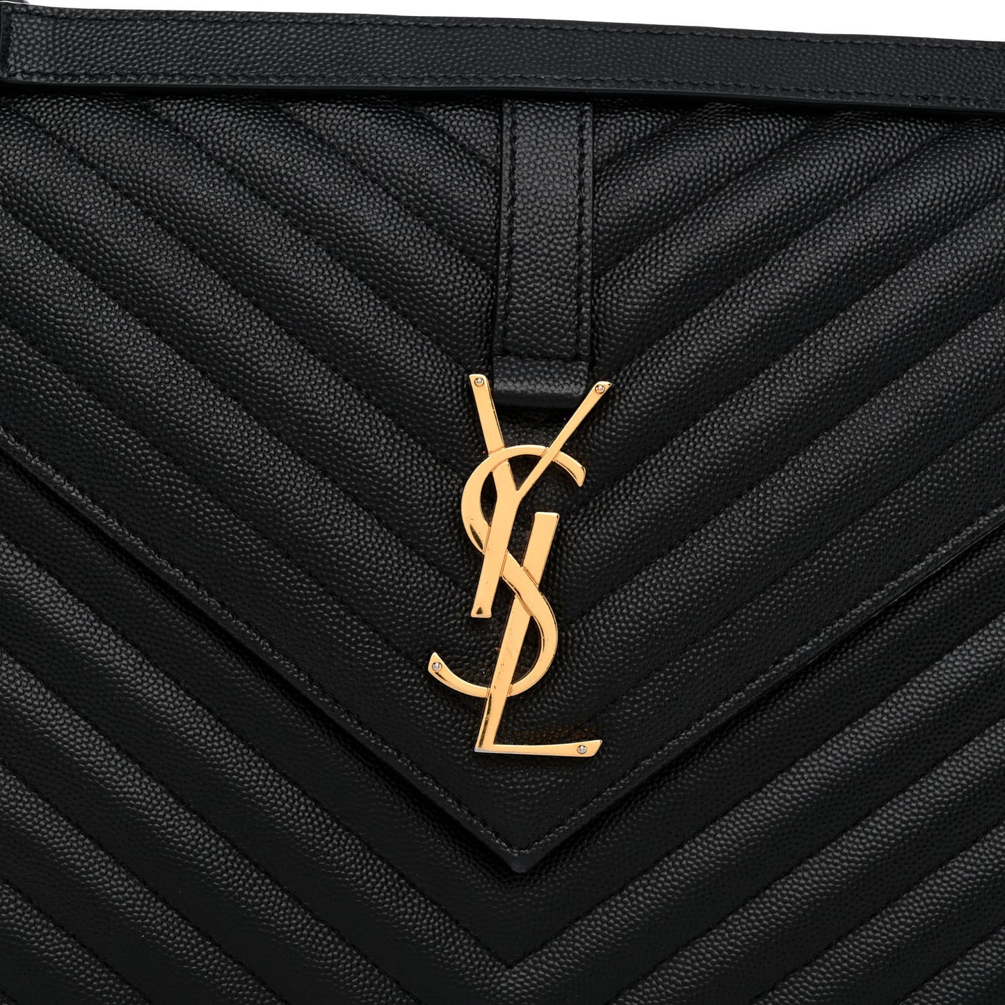 Grain De Poudre Matelasse Chevron Large Monogram Satchel Black