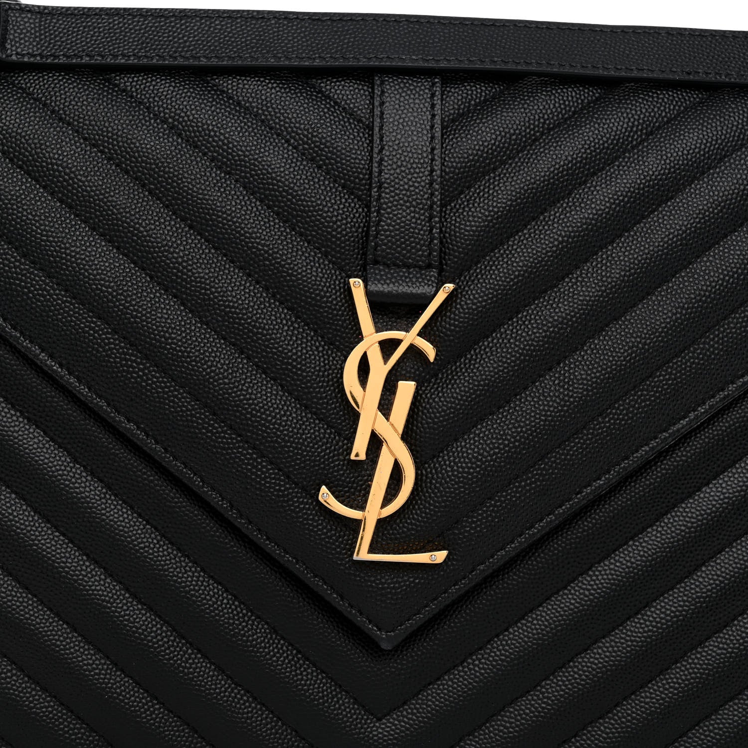 Saint Laurent Grain De Poudre Matelasse Chevron Large Monogram Satchel Black 7 of 9