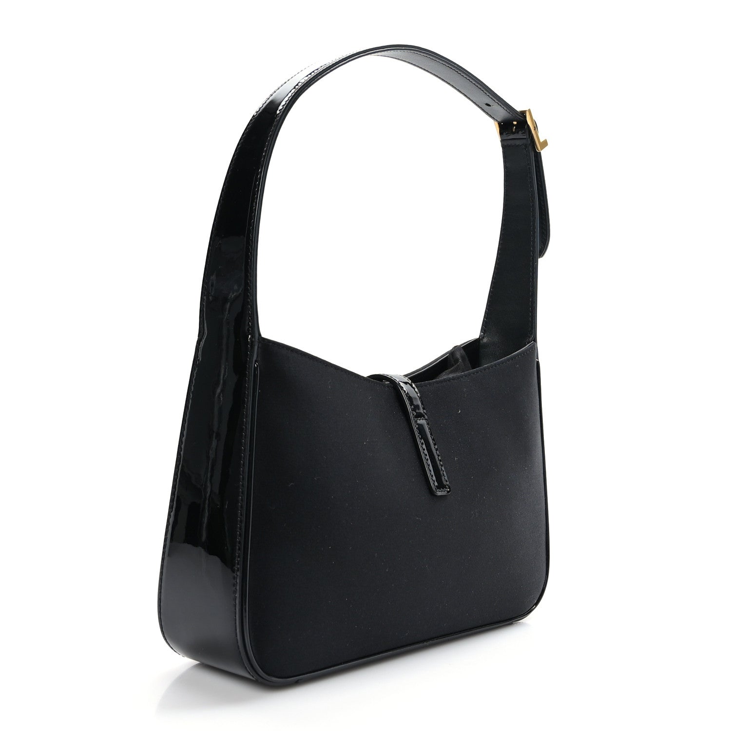 Saint Laurent Silk Satin Calfskin Le 5 A 7 Hobo Black 3 of 9