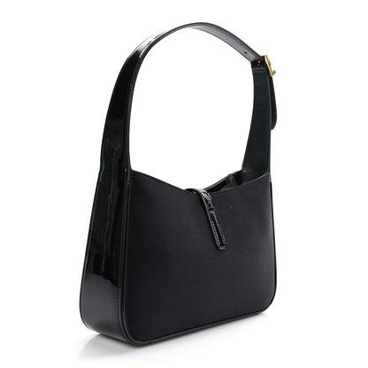 Saint Laurent Silk Satin Calfskin Le 5 A 7 Hobo Black 3 of 9