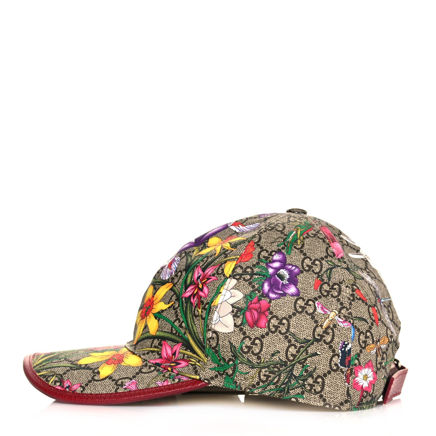 Gucci GG Supreme Flora Claudia Baseball Hat 57 M Red 3 of 8